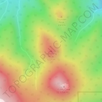 Lightning Peak topographic map, elevation, terrain