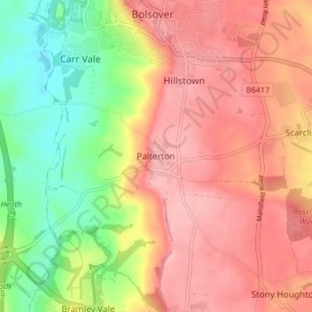 Palterton topographic map, elevation, terrain