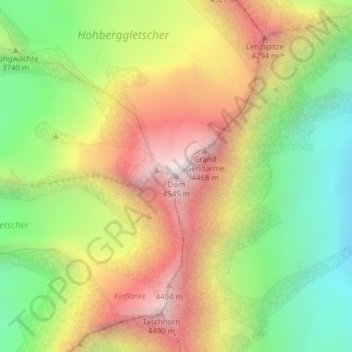 Dom topographic map, elevation, terrain