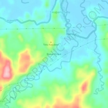 Dusun Empat topographic map, elevation, terrain