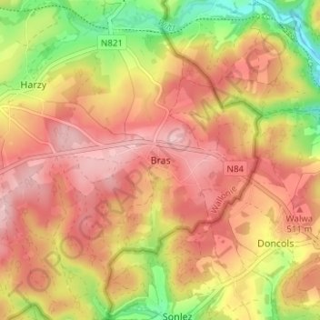 Bras topographic map, elevation, terrain
