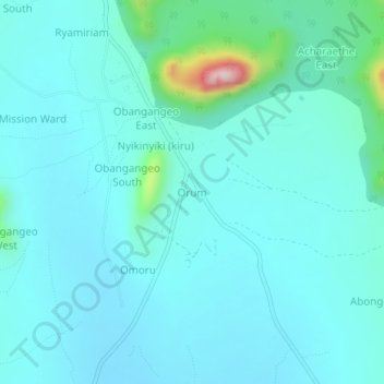 Orum topographic map, elevation, terrain