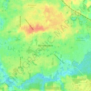 Bloomingdale topographic map, elevation, terrain
