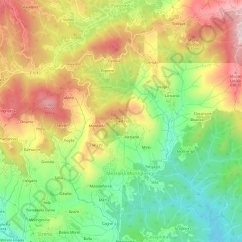 Ubertino topographic map, elevation, terrain