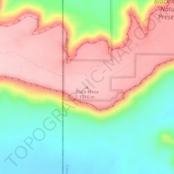 Black Mesa topographic map, elevation, terrain