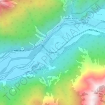 Pehuenche topographic map, elevation, terrain