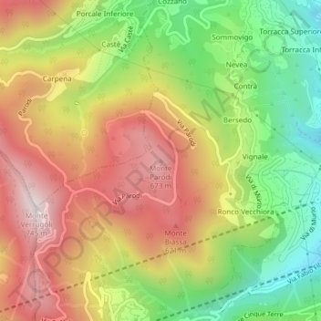 Monte Parodi topographic map, elevation, terrain
