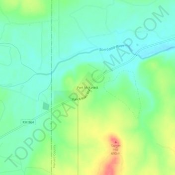 Fort McKavett topographic map, elevation, terrain