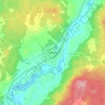 Dalum topographic map, elevation, terrain