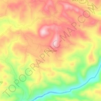 Cimahpar topographic map, elevation, terrain