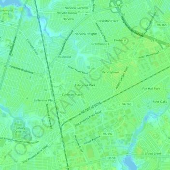 Estabrook Park topographic map, elevation, terrain