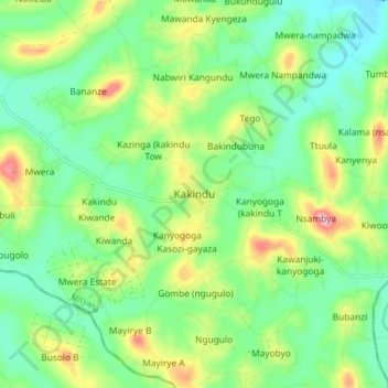 Kakindu topographic map, elevation, terrain