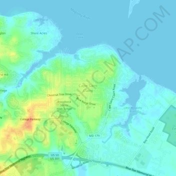 Cape Saint Claire topographic map, elevation, terrain