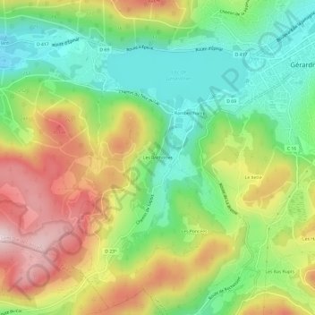 Les Rochottes topographic map, elevation, terrain