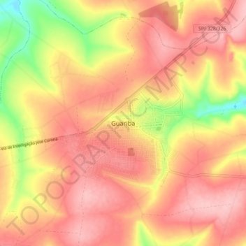 Guariba topographic map, elevation, terrain