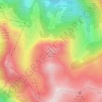 Le Sangle topographic map, elevation, terrain