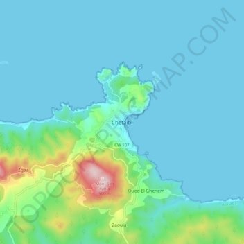 Chetaibi topographic map, elevation, terrain