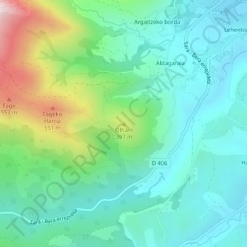 Olhain topographic map, elevation, terrain