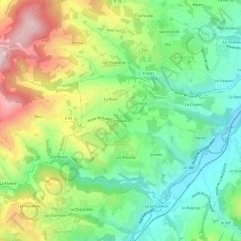 Le Sudieu topographic map, elevation, terrain