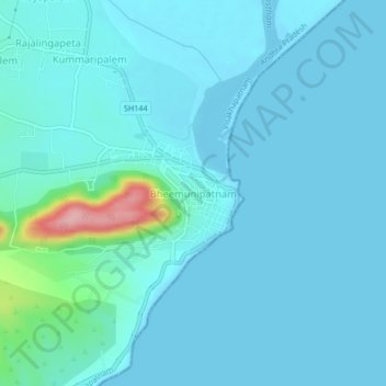 Bheemunipatnam topographic map, elevation, terrain