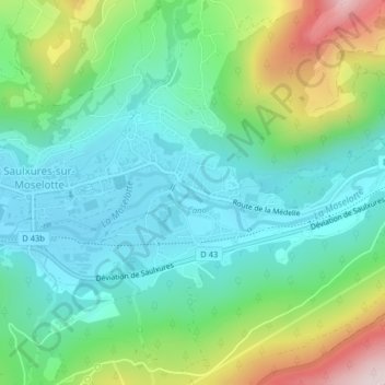 Champ Mol Velet topographic map, elevation, terrain