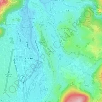 Batune topographic map, elevation, terrain