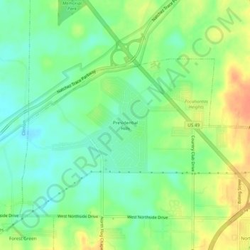 Presidential Hills topographic map, elevation, terrain