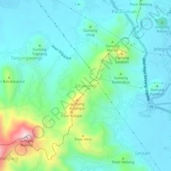 Situwangi topographic map, elevation, terrain