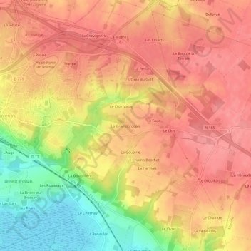 La Graindorgeais topographic map, elevation, terrain