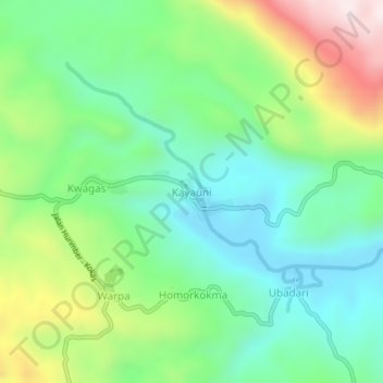 Kayauni topographic map, elevation, terrain