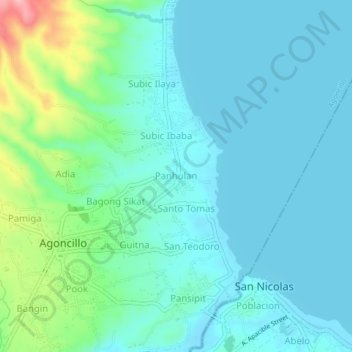 Panhulan topographic map, elevation, terrain