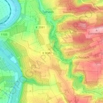 Landturm topographic map, elevation, terrain