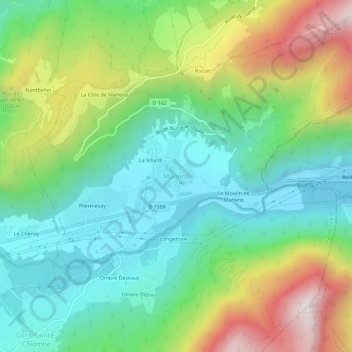 Marlens topographic map, elevation, terrain