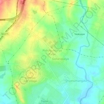 Pichaguntarya Palya topographic map, elevation, terrain
