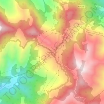 Swarghat topographic map, elevation, terrain