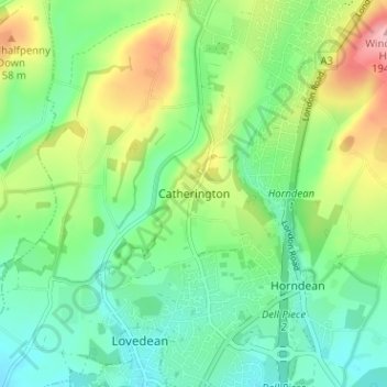 Catherington topographic map, elevation, terrain