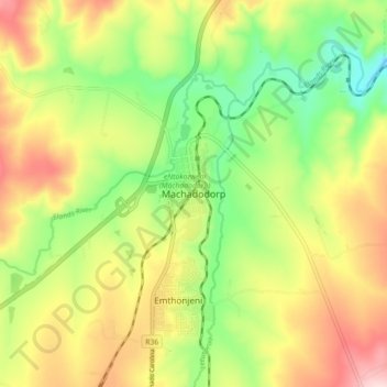 Machadodorp topographic map, elevation, terrain