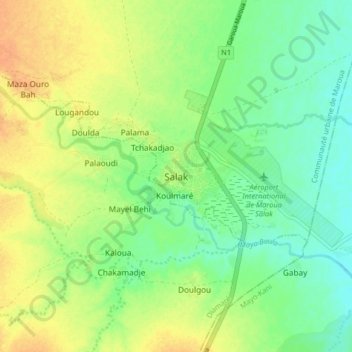 Salak topographic map, elevation, terrain