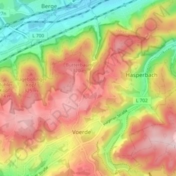 In der Aske topographic map, elevation, terrain