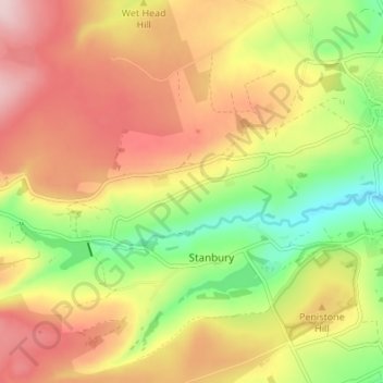 Oldfield topographic map, elevation, terrain