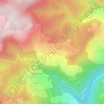 Krušćica topographic map, elevation, terrain