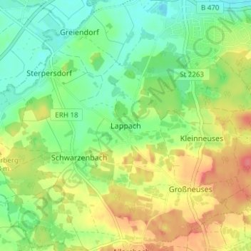 Lappach topographic map, elevation, terrain