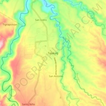 Talakag topographic map, elevation, terrain