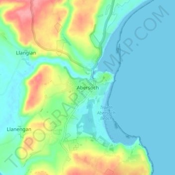 Abersoch topographic map, elevation, terrain