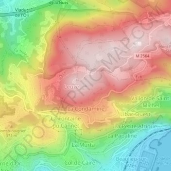 Mont Leuze topographic map, elevation, terrain