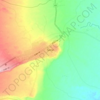 Tame topographic map, elevation, terrain