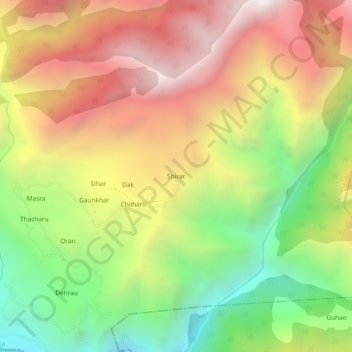 Shirar topographic map, elevation, terrain