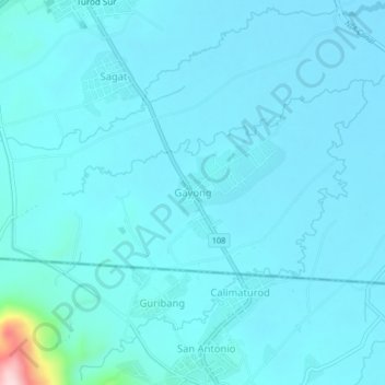 Gayong topographic map, elevation, terrain