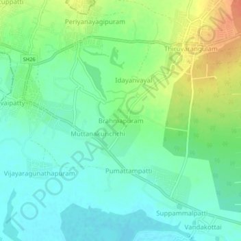 Brahmapuram topographic map, elevation, terrain