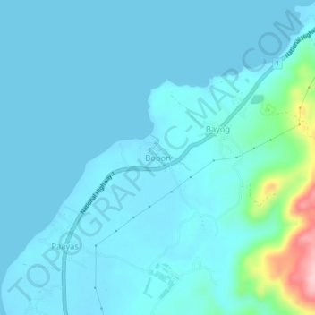 Bobon topographic map, elevation, terrain